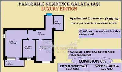 Apartament 2 camere de vanzare in Iasi, Galata, 57,60 mp, bloc nou - foto 2